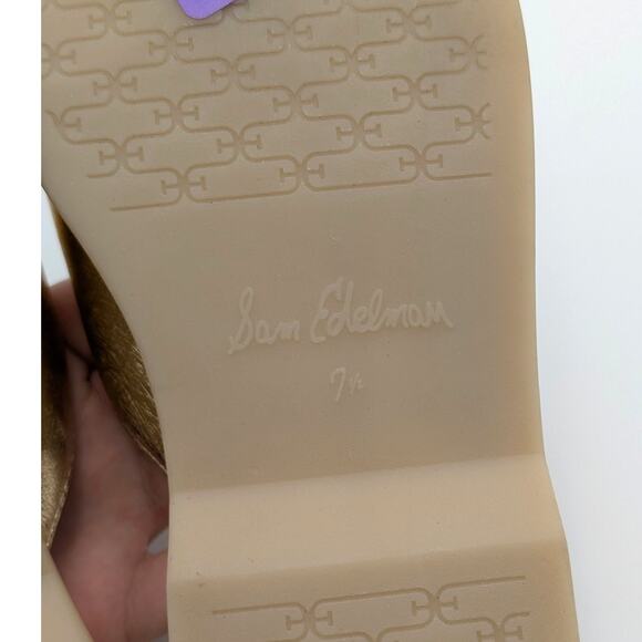 Sam Edelman Kira Slip On Mule Women's Logo Leather Gold Size US7.5M EU38 - Picture 11 of 12